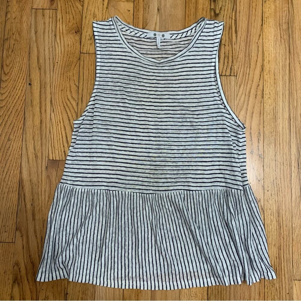 Three dots linen blend striped top